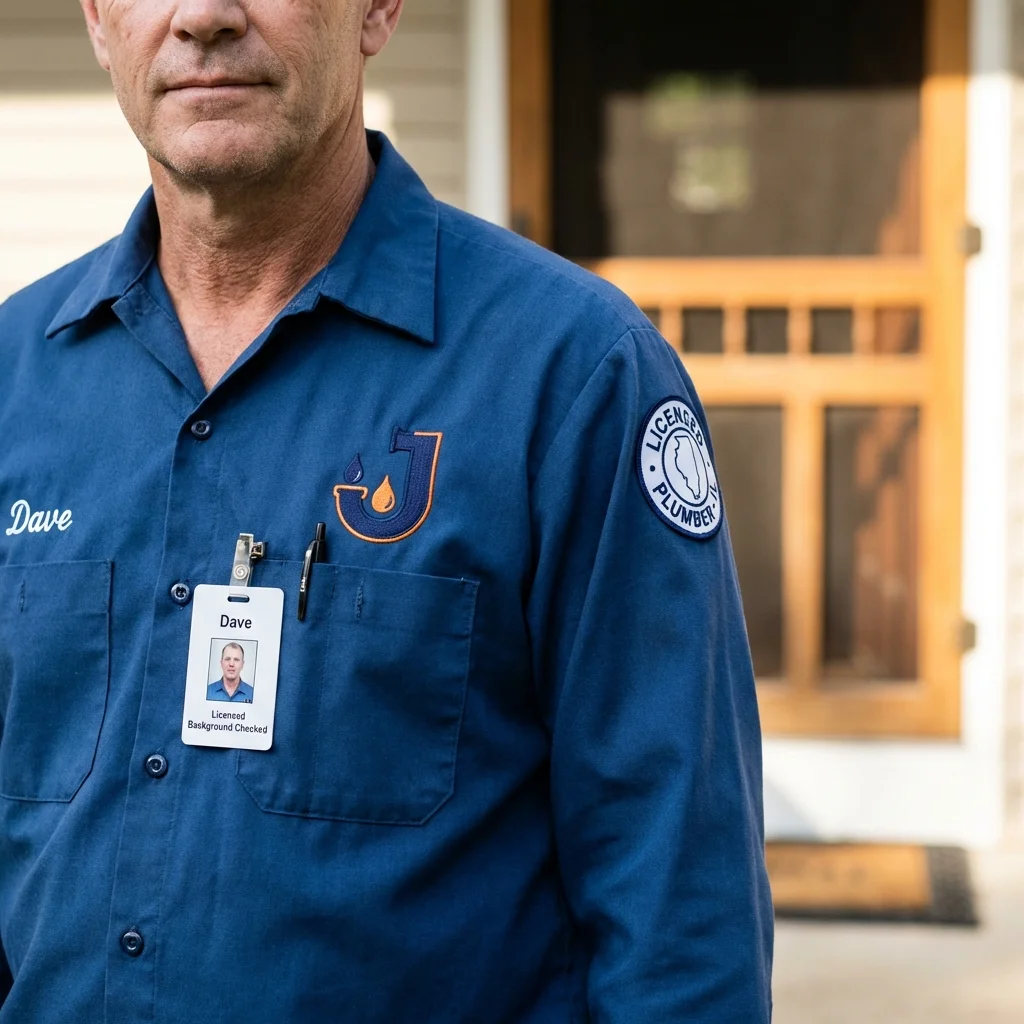Licensed plumber showing ID badge in Franklin, KY