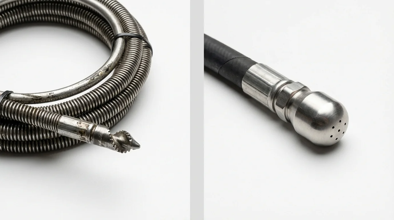Drain snake cable and hydro jetting nozzle used for drain cleaning in Franklin, KY